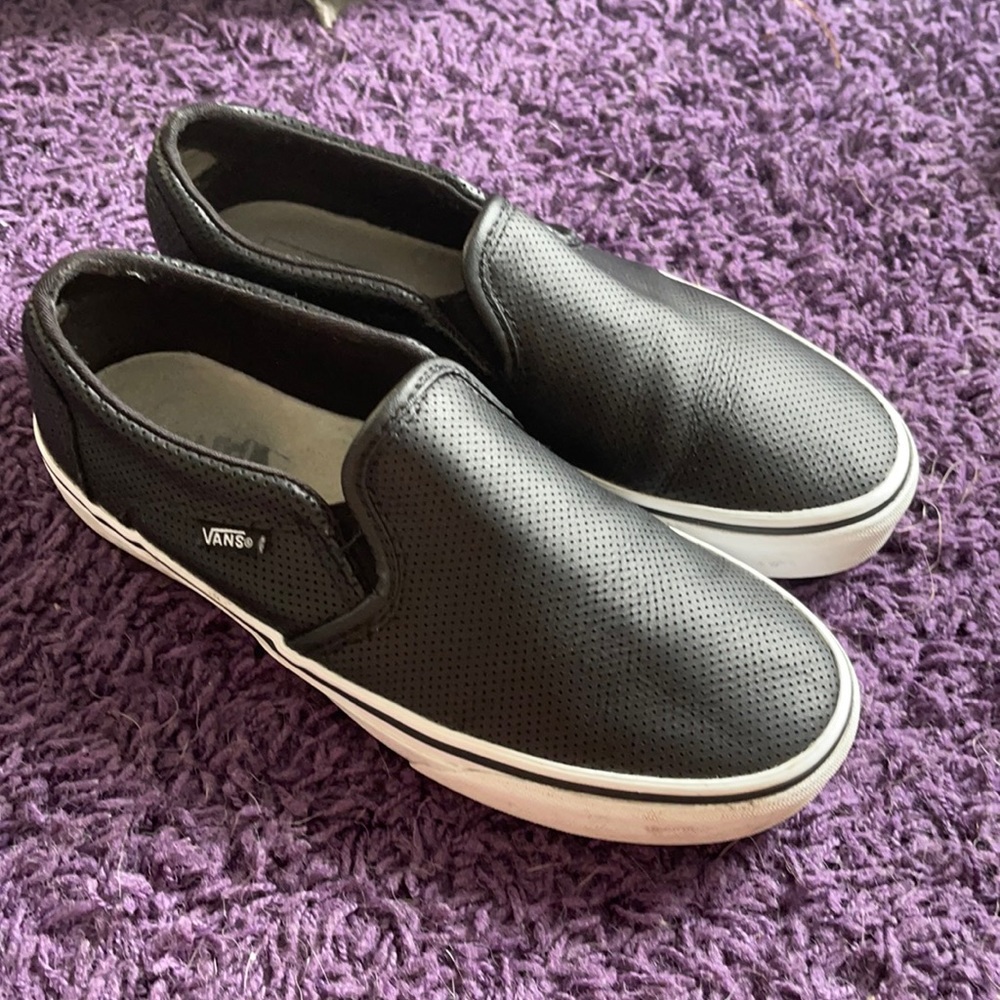 VANS Black Leather slip on